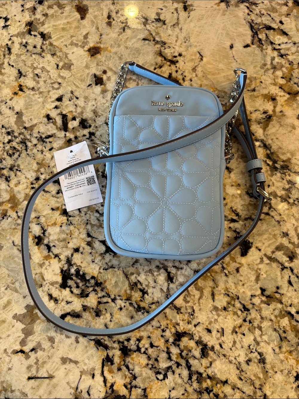NWT - Kate Spade Baby Blue Quilted Crossbody Phone Bag